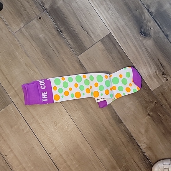 THE COLOR RUN knee high socks polka dot purple green orange neon - Picture 2 of 4
